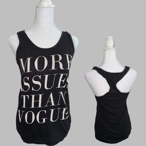 Black Graphic Tank Top More Issues Than Vogue